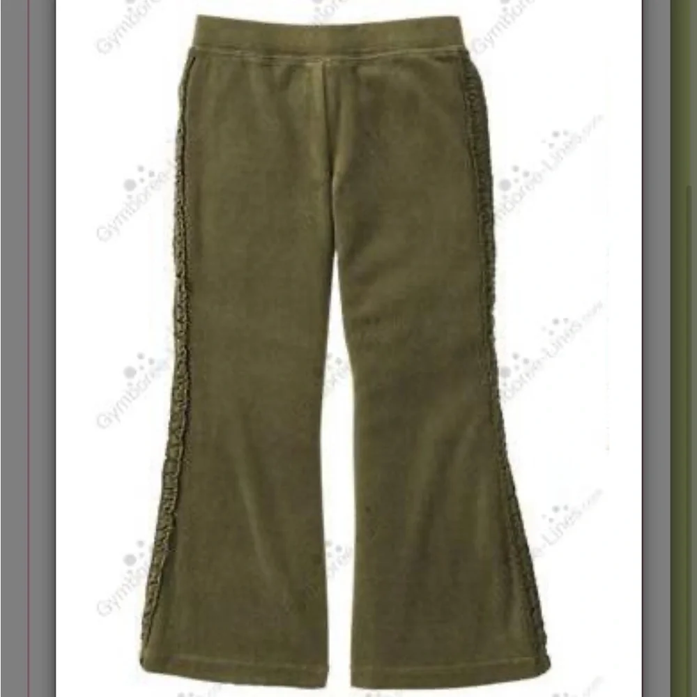 NWT Gymboree Harvest Leaves velour yoga ruffle pant olive green Size 6 2007